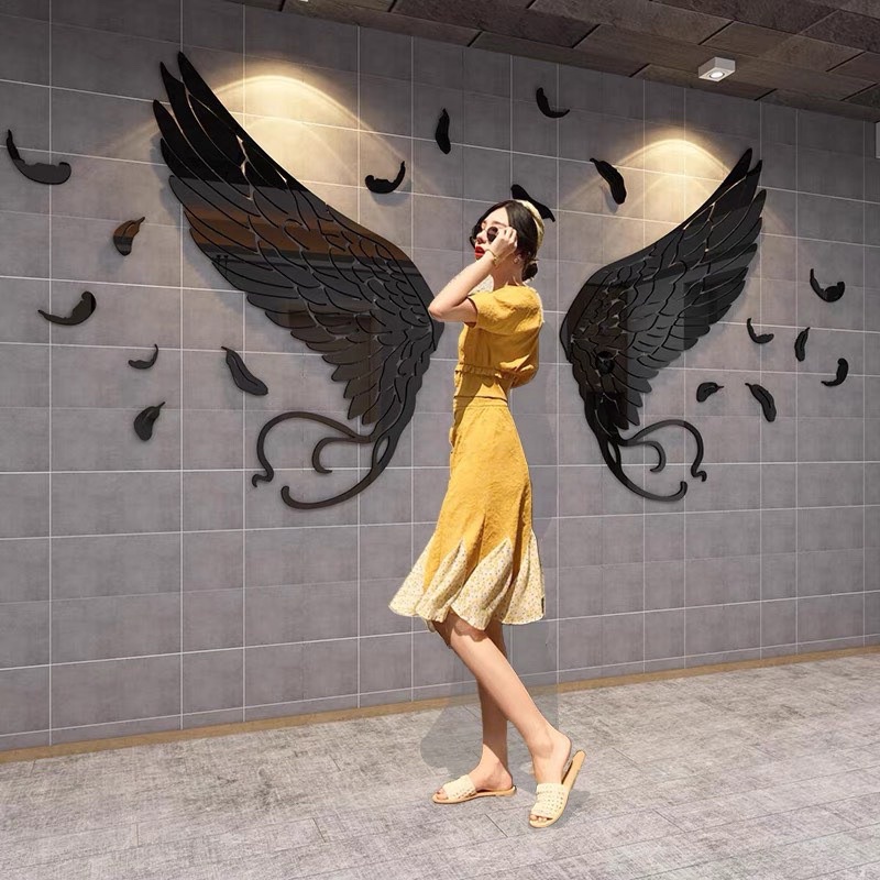 Tranh dán tường mica dán nổi cánh tiên mẫu mới trang trí phòng khách, phòng ngủ, nhà hàng, spa