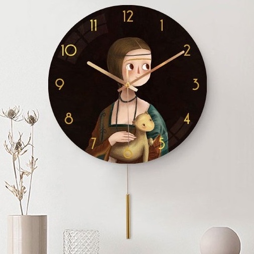 Đồng Hồ Treo Tường Quả Lắc Hình Chibi Những Bức Tranh Nổi Tiếng Ở Châu Âu như Mona Lisa, Girl with a Pearl Earring,...