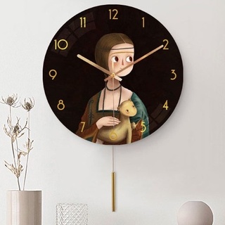 Đồng Hồ Treo Tường Quả Lắc Hình Chibi Những Bức Tranh Nổi Tiếng Ở Châu Âu như Mona Lisa, Girl with a Pearl Earring,...