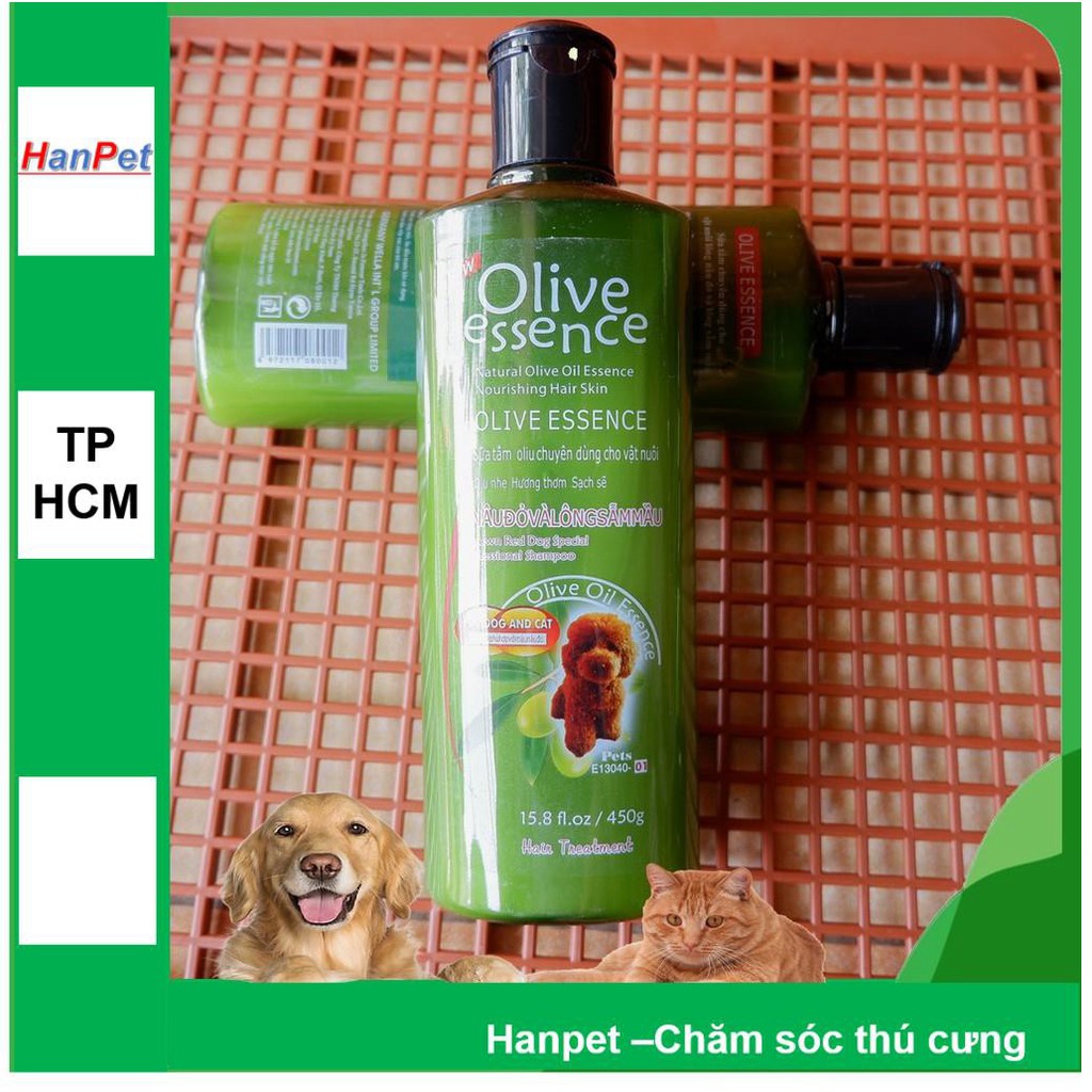 Sữa tắm tinh dầu ô liu chó mèo - Sữa tắm OLIVE dưỡng lông - 450ml loại chống rụng lông - dầu gội thú cưng