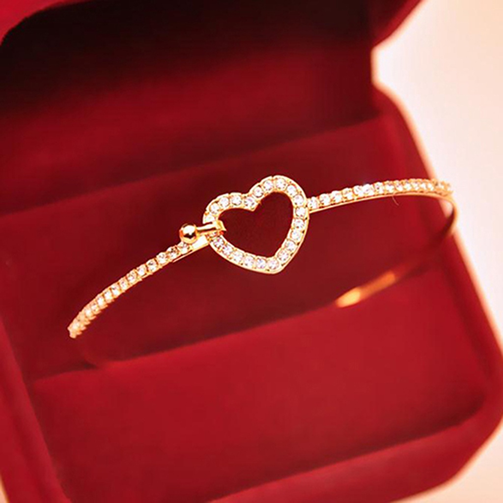 Vòng tay đính đá họa tiết hình trái tim xinh xắn cho nữ