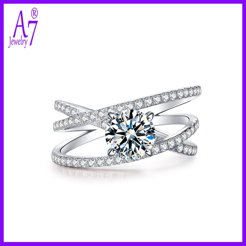 Nhẫn Moissanite Pt950 bạch kim thời trang
