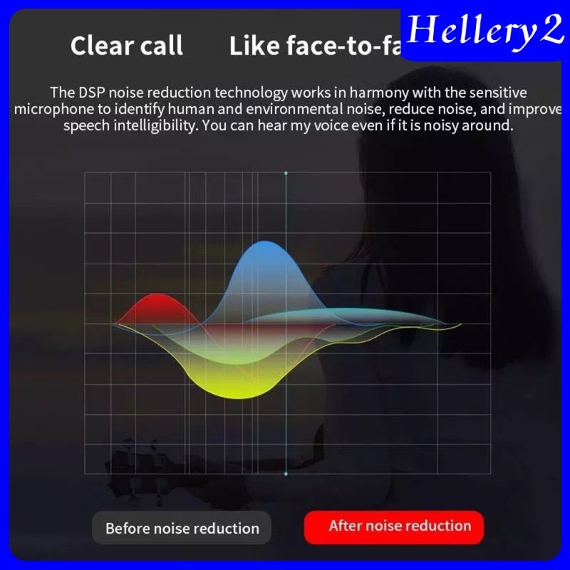 [HELLERY2] Wireless Bluetooth Headset Ear Hook Earphones Noise Cancelling Lightweight