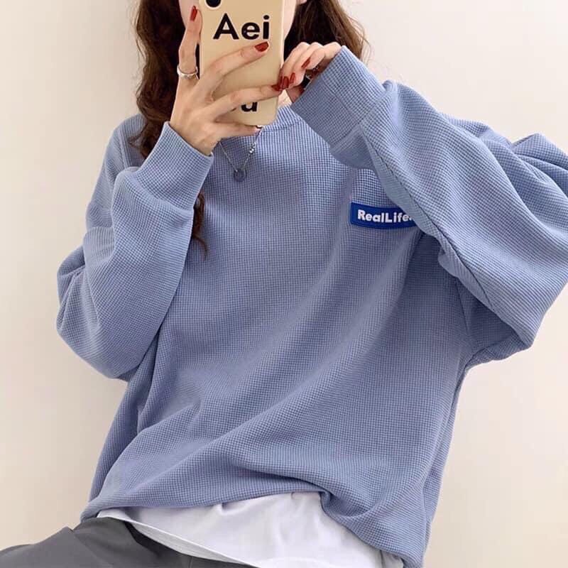 Áo sweater tăm xanh logo chất xốp mịn