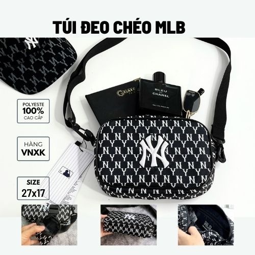 TÚI ĐEO CHÉO MLB CHẤT VẢI POLYESTE DẾT HÀN QUỐC CAO CẤP, TÚI THỜI TRANG MÃ MLBA00 MÀU ĐEN