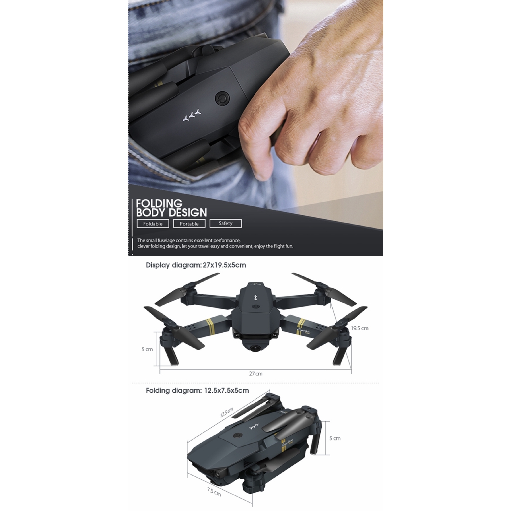 Flycam -DDG Pocket Drone LX808 - WIFI 720P