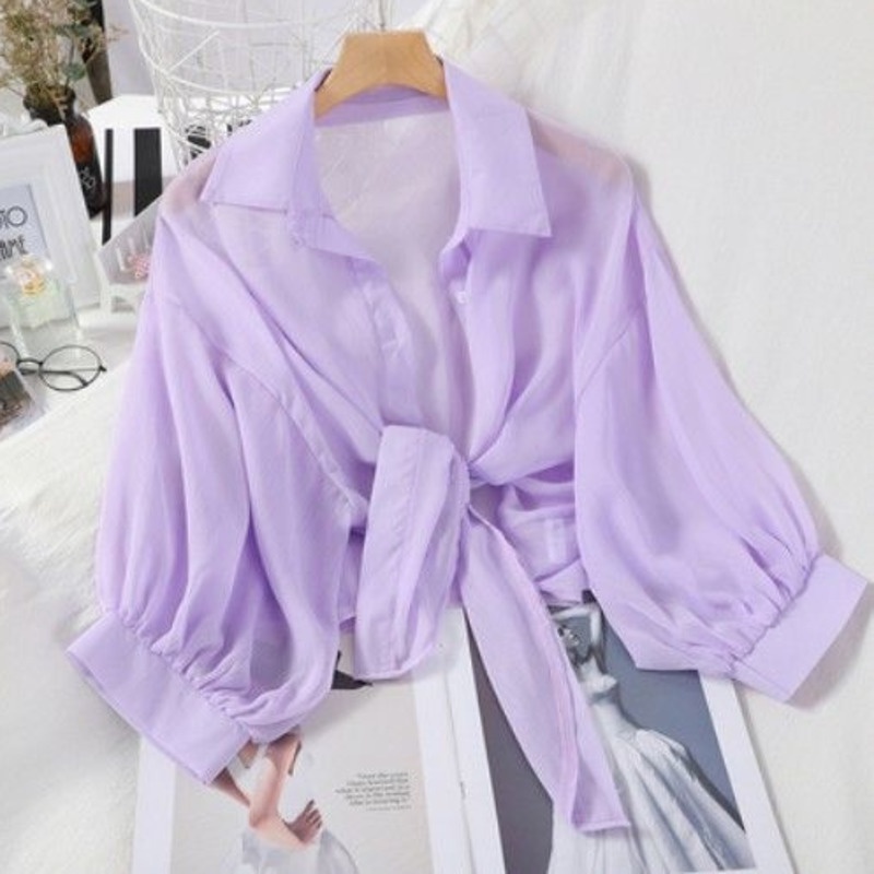 Áo Thun Trơn Tay Dài Thời Trang Trẻ Trung 153201 Áo Khoác Cardigan Vải Voan Dáng Rộng Thoáng Khí Thiết Kế Đơn Giản Trẻ Trung Hợp Thời Trang