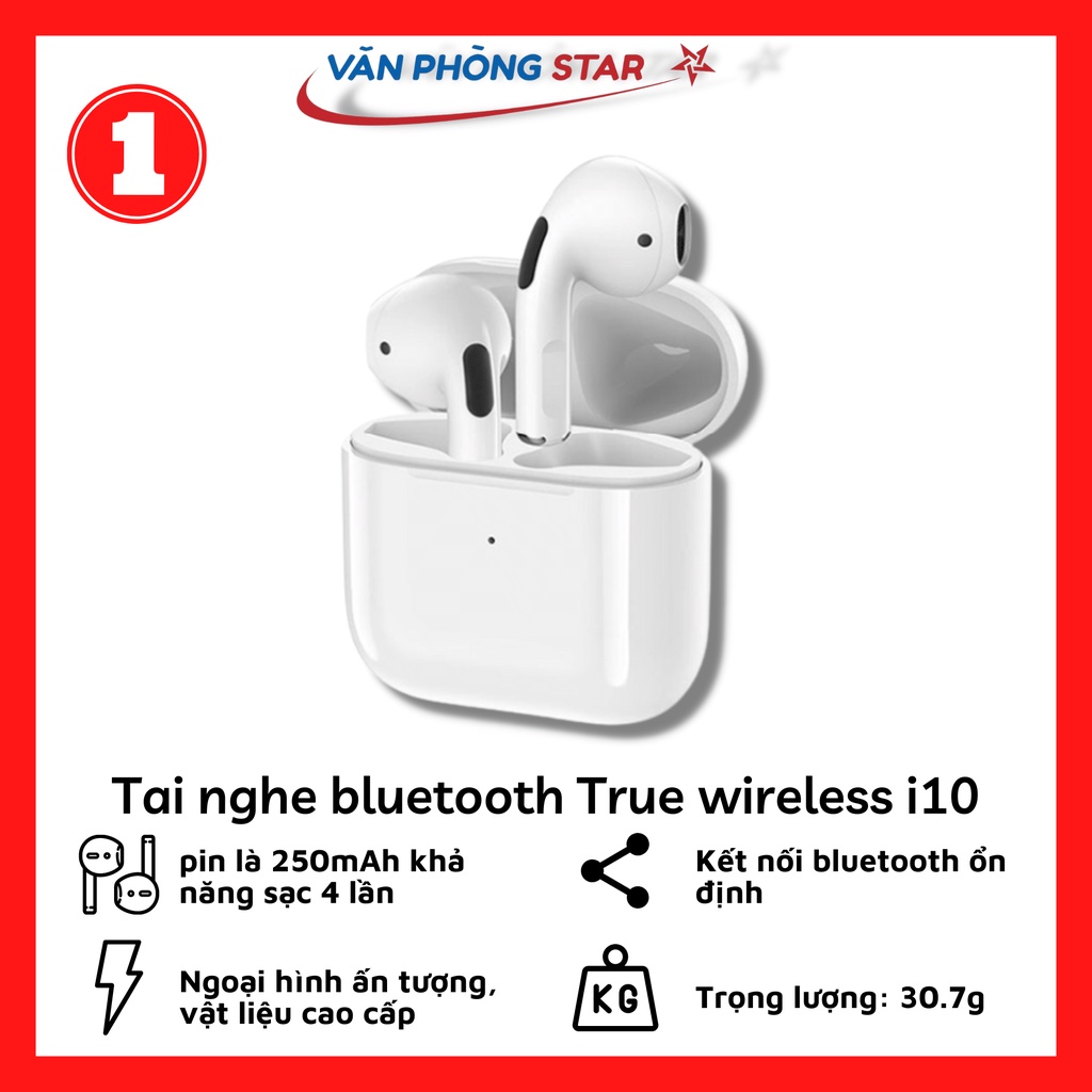 Tai nghe bluetooth True wireless i10 âm thanh chất
