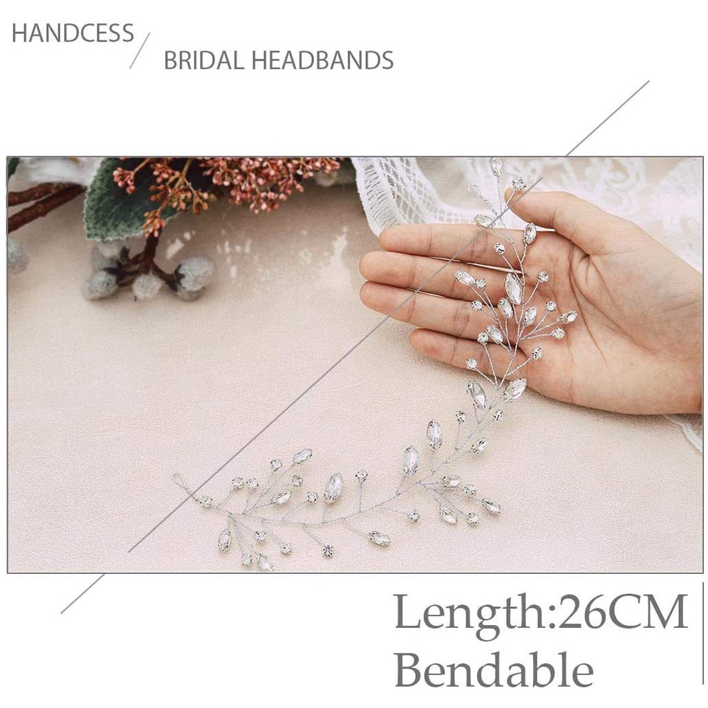 Cài Tóc Hình Hoa Lá Đính Đá Lấp Lánh Cho Cô Dâu