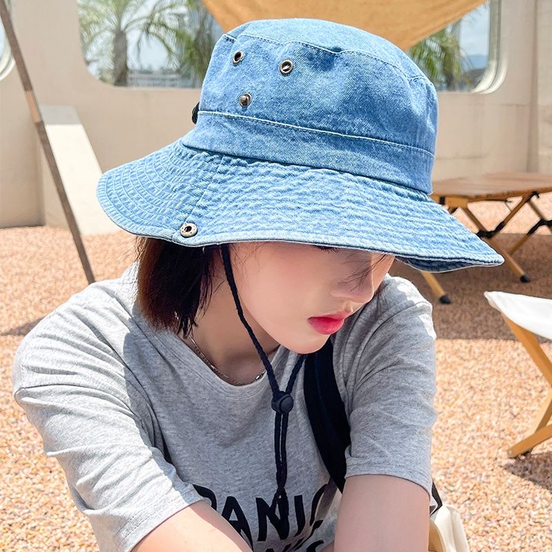 MŨ CAO BỒI DENIM TRƠN HÀNG ĐẸP CÓ DÂY RÚT PHÍA SAU