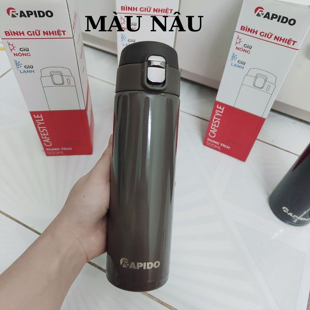 Bình Đựng Nước Giữ Nhiệt 500 ML Chính Hãng Rapido Mẹ Gạo,bình nước giữ nhiệt cao cấp rapido dung tích 500ml