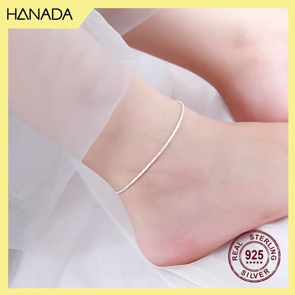 Lắc Chân Bạc 925 Hanada Dày Dặn Sáng Lấp Lánh Vòng Chân Trơn Đơn Giản 0215