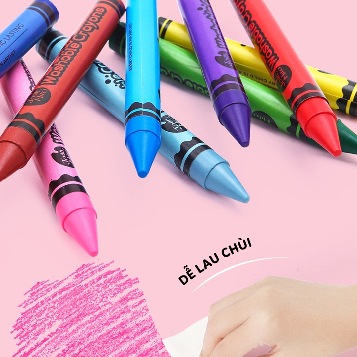 [DỄ RỬA] Bút màu sáp Crayon - CHÍNH HÃNG Joan Miro dễ dàng tẩy rửa kích thước Jumbo Size phù hợp cho Bé 3+