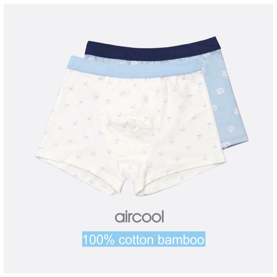 Set 2 quần chip đùi bé trai AIRCOOL dạng đùi vải sợi tre mềm mịn, thoáng mát hoạ tiết cute