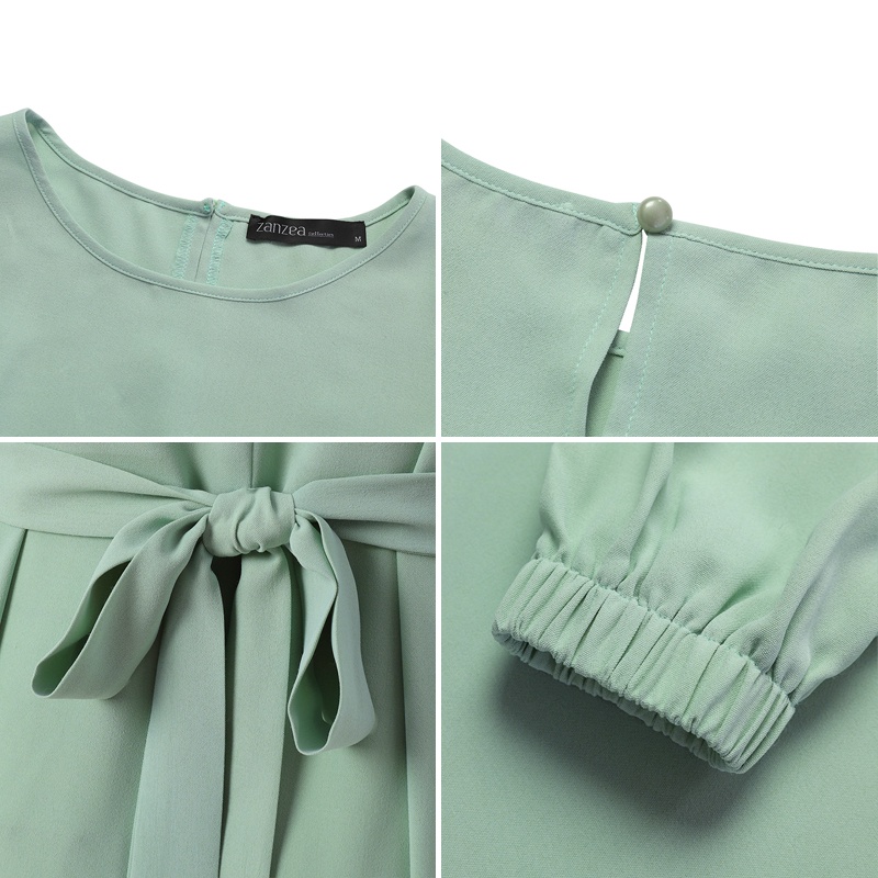 Đầm dài ZANZEA tay dài 3/4 thắt dây eo co giãn thời trang tùy chọn màu sắc dành cho nữ