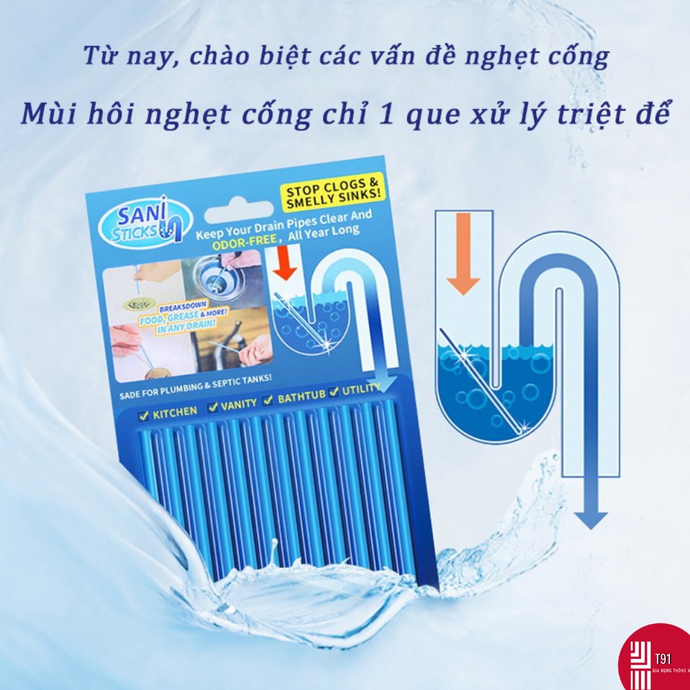 Que Thông Tắc Cống Sani Sticks Đa Năng Thông Minh Cho Vệ Sinh Đường Ống Bồn Rửa Bát Chén Tay