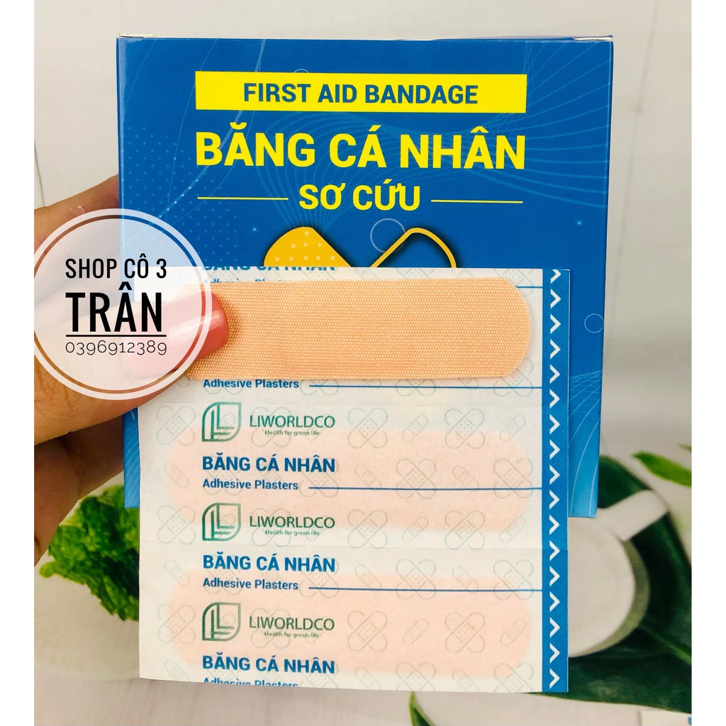 Băng cá nhân vải hộp 100 miếng - Băng dán cá nhân chăm sóc, bảo vệ vết thương