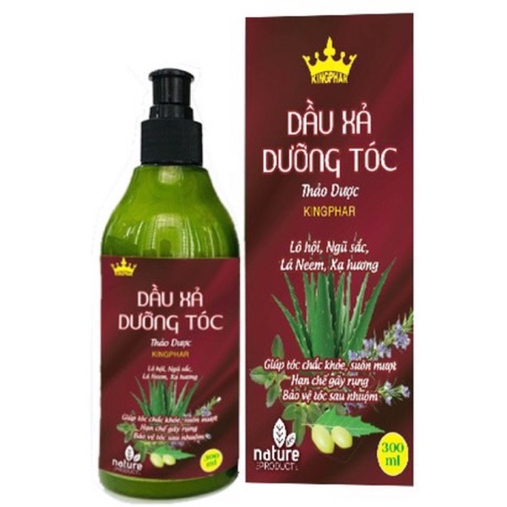 DẦU XẢ DƯỠNG TÓC  Thảo Dược Lô Hội Kingphar - 300ml - giúp tóc chắc khỏe, suôn mượt