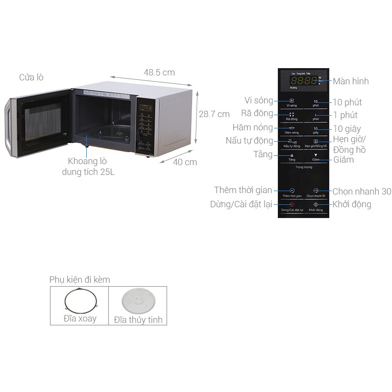Lò vi sóng cảm ứng điện tử Panasonic 25 lít NN-ST34HMYUE