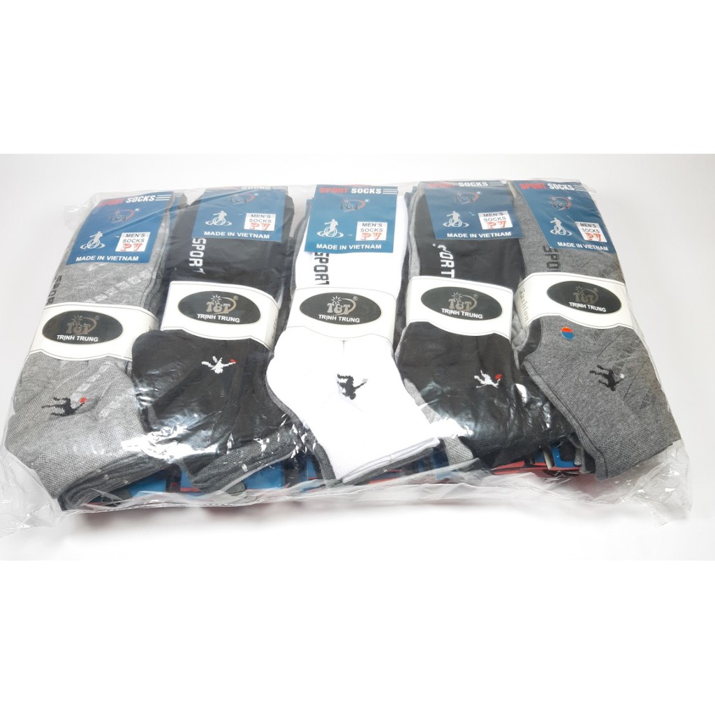 TẤT VỚ NAM CỔ TRUNG In chữ sport trên thân vớ Chất liệu thun cotton Co giãn Thoáng mát Dài 25cm Thương hiệu SPORT SOCKS