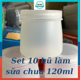 Set 10 hũ nhựa đựng sữa chua 120ml có nắp xoắn, hũ làm sữa chua linhmart