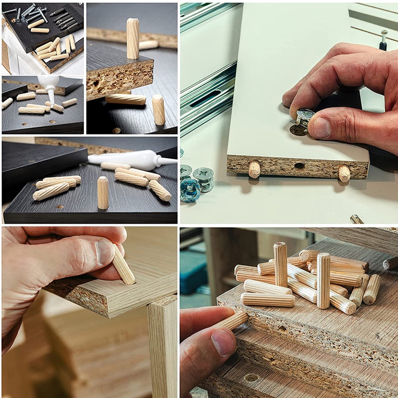 Dowels Gỗ Có Rãnh Với Đầu Nối - Phích Cắm Dowel Cho Đồ Nội Thất, Dự Án Gỗ Và Các Dự Án Nghệ Thuậ