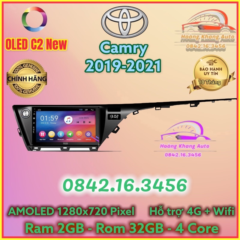 Màn hình Android OLED C2 New Theo Xe CAMRY 2018 - 2021, 10 inch kèm canbus và jack zin