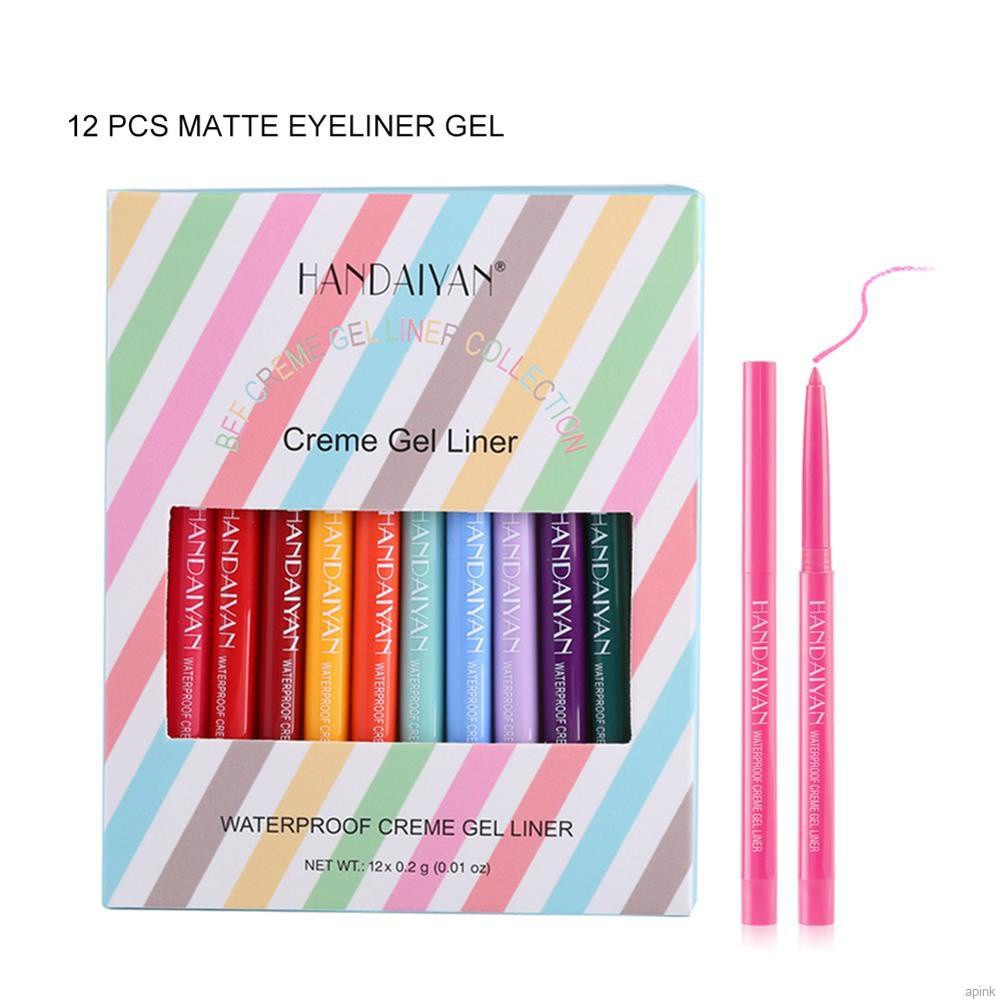 Bộ 12 Bút Kẻ Mắt handaiyan Màu Lì Lâu Trôi Chống Nước Chống Mồ Hôi Mau Khô
