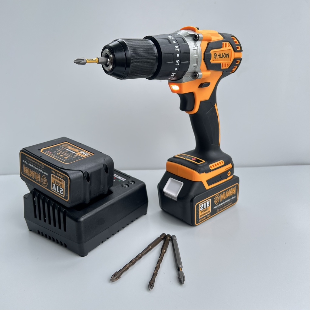 Máy Khoan pin HUKAN HK-533BL không chổi than 3 chức năng khoan , bắn vít , búa khoan tường
