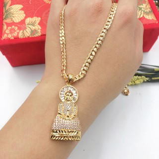 Dây chuyền nữ khoen lật mặt quan âm đính đá thiết kế bền màu cao cấp Nora D402