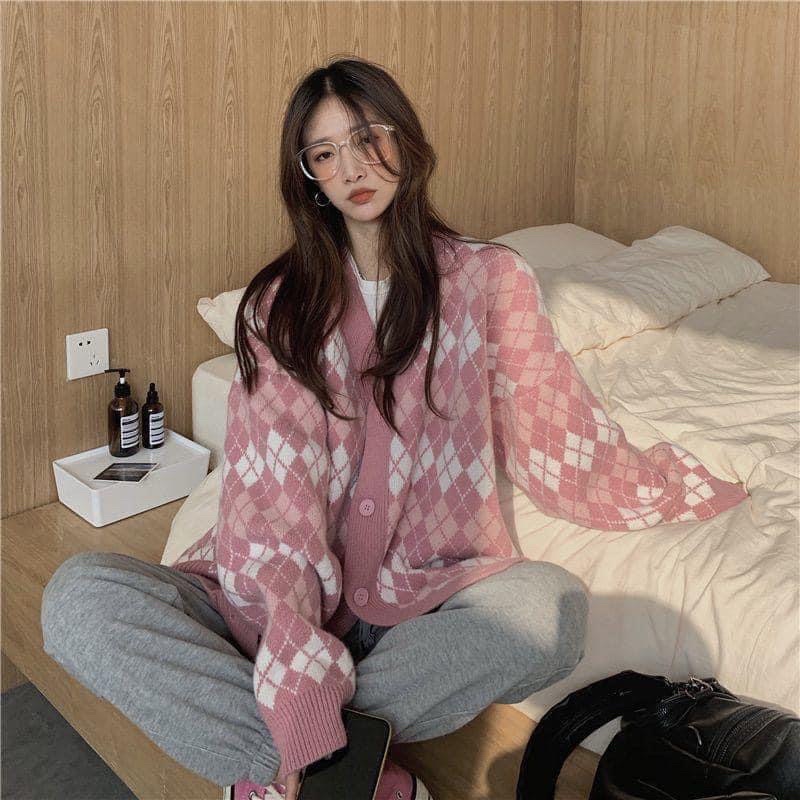 Áo cardigan S-3XL hoạ tiết caro xinh xắn ulzzang hothit mùa thu đông