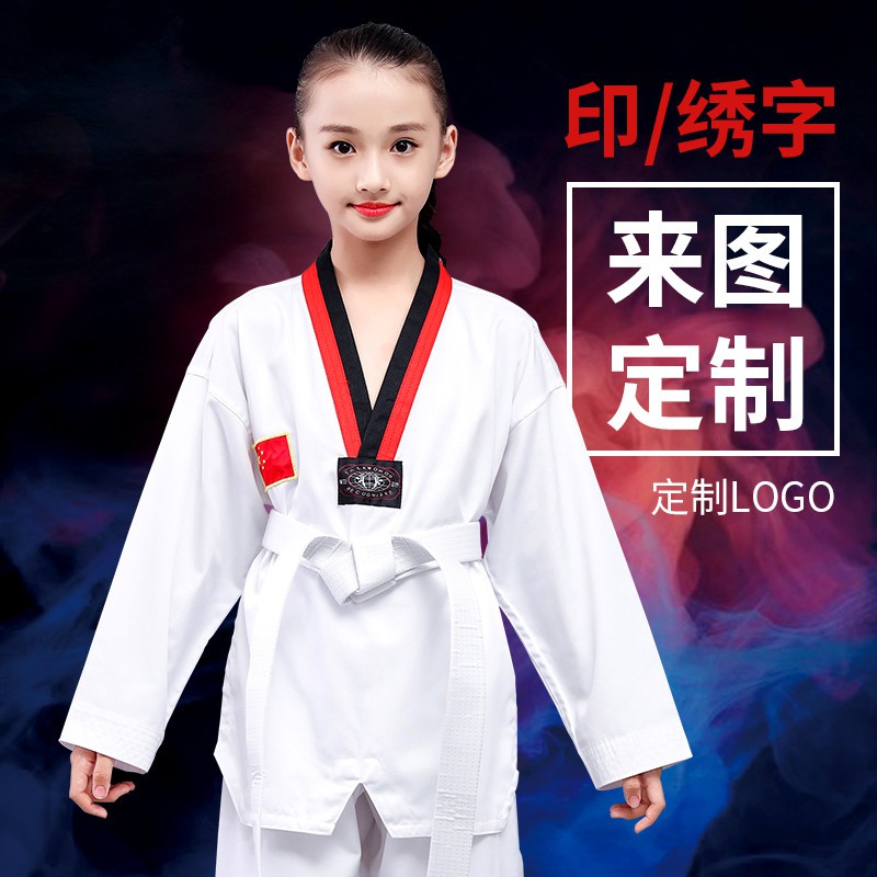 Bộ Quần Áo Tập Võ Taekwondo Tay Dài Chất Cotton Mềm Mại Dành Cho Người Lớn Và Trẻ Em