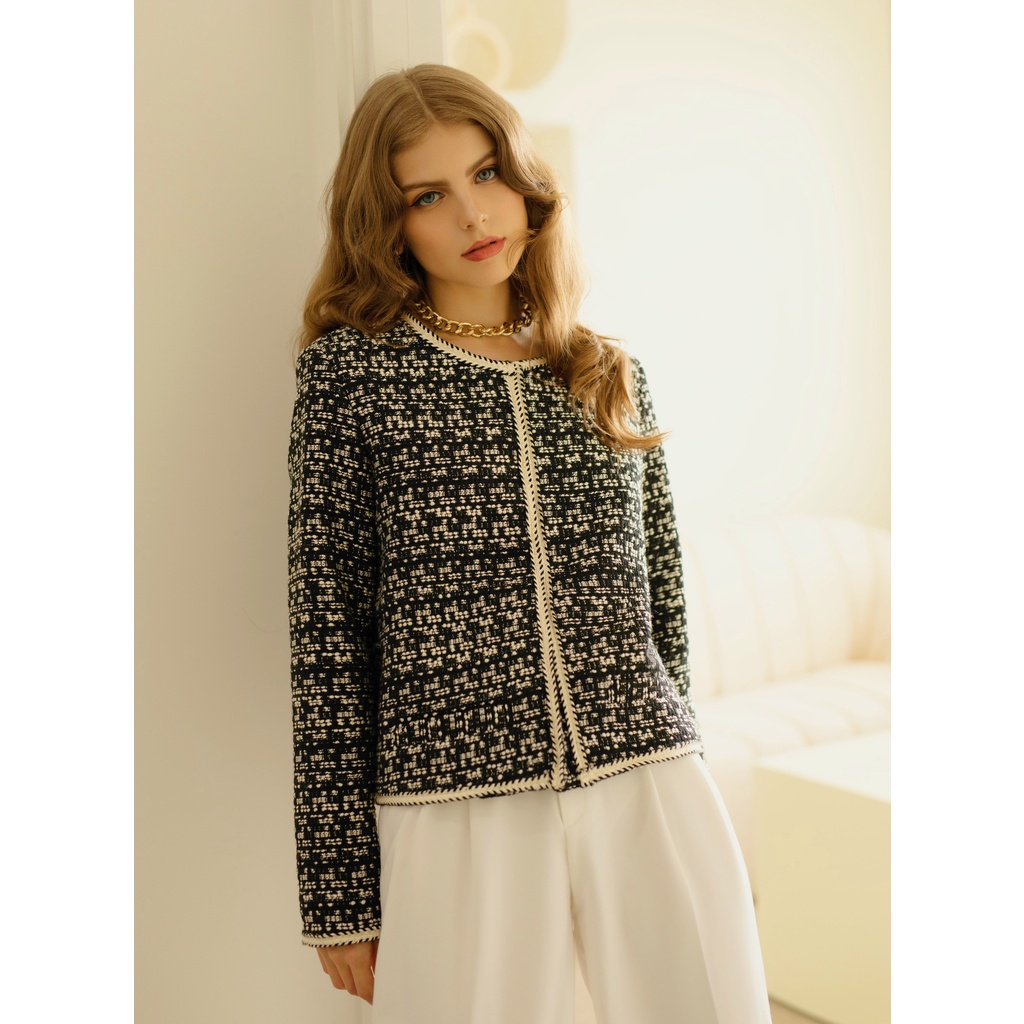NUDIEYE - Áo khoác tweed đen Riri Tweed Jacket