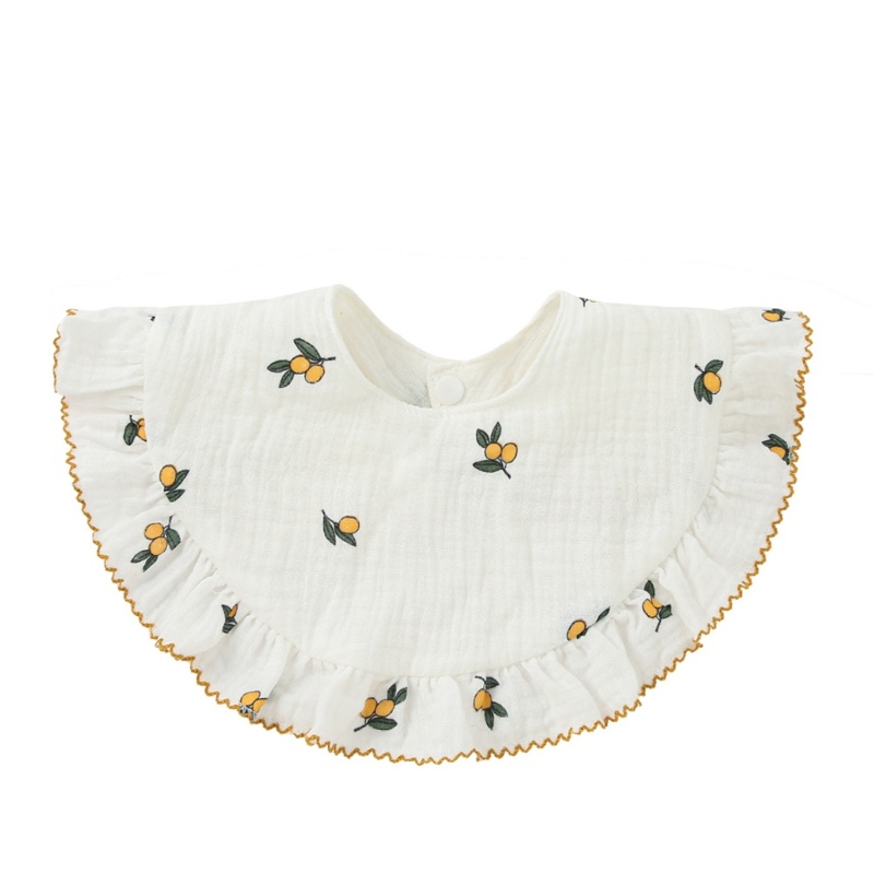 Yếm Ăn Cotton 4 Lớp Phối Bèo Dễ Thương Cho Bé