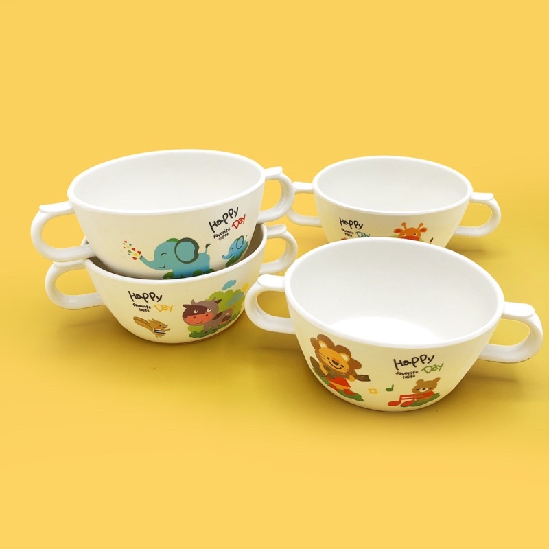 (Tặng Kèm Thìa Bột Ăn Dặm) Bát sợi tre, bát ăn dặm hình thú ngộ nghĩnh có quai cầm tránh nóng đáng yêu, an toàn cho bé