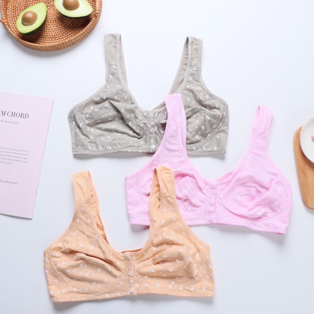 Lilyes Áo Ngực Cotton Không Gọng Cúp Lớn Họa Tiết Hoa Thoáng Khí Dành Cho Phụ Nữ Lớn Tuổi