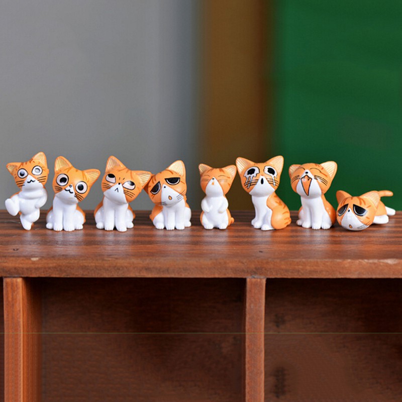 Set 8 Mô Hình Mèo Kitty Bằng Nhựa Resin Dễ Thương
