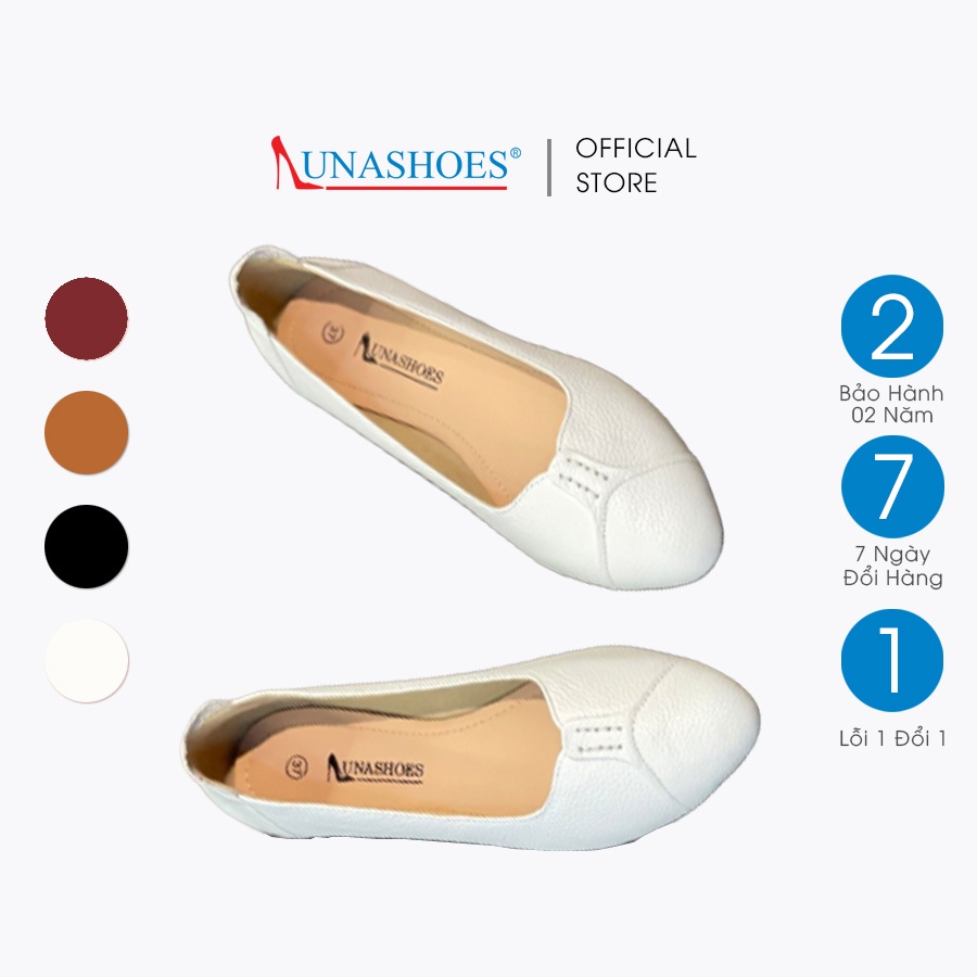 Giày bệt nữ mũi tròn da bò thật 100% bảo hành 2 năm 1 đổi 1 LUNASHOES 1079 êm chân dễ đi dễ phối đồ giầy trung niên