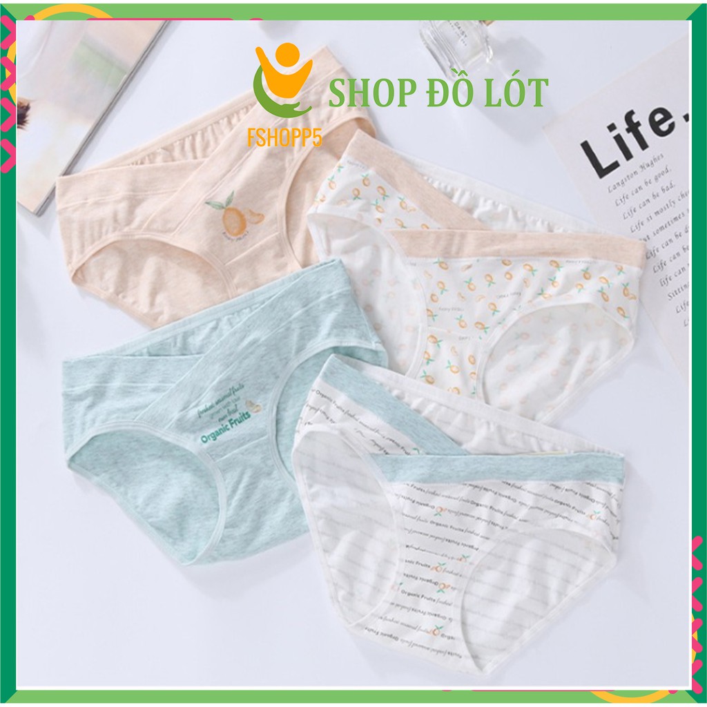 [Túi 4] Quần lót bà bầu cao cấp kháng khuẩn Quần chíp nữ cotton cạp chéo FSHOPP5 (Màu ngẫu nhiên)