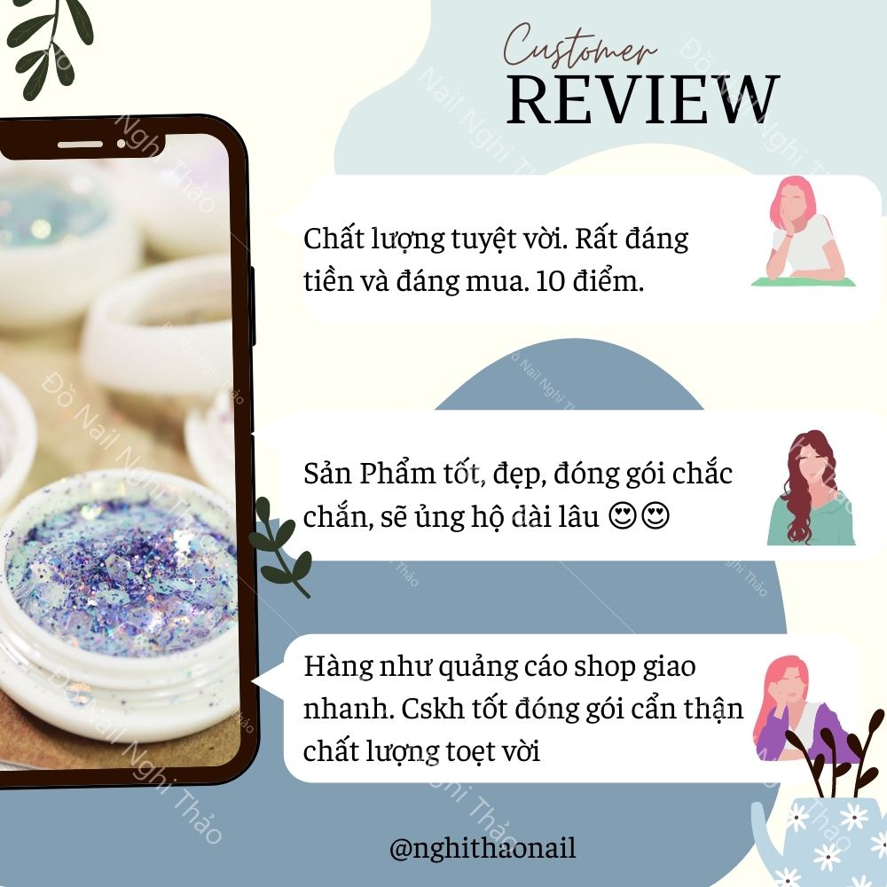 Nhũ kim tuyến nail 8 màu siêu sáng 8 hũ