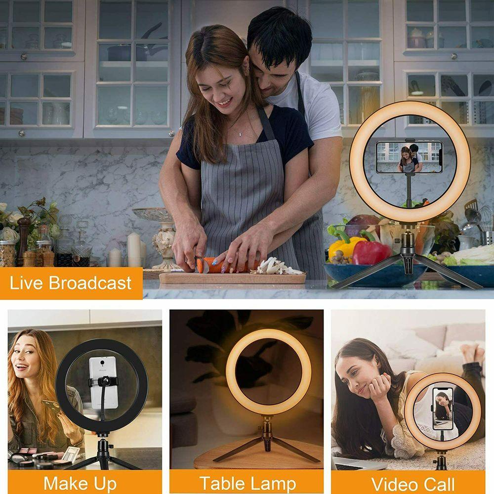 Vòng Đèn LED Trang Điểm 3 Chế Độ Kèm Giá Đỡ Tripod Cho Tik Tok Youtube