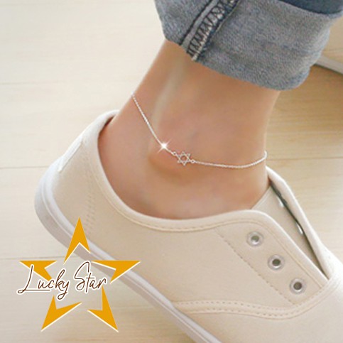 Lắc chân nữ xi bạc ngôi sao may mắn 6 cánh dễ thương style hàn quốc - lucky star | BigBuy360 - bigbuy360.vn