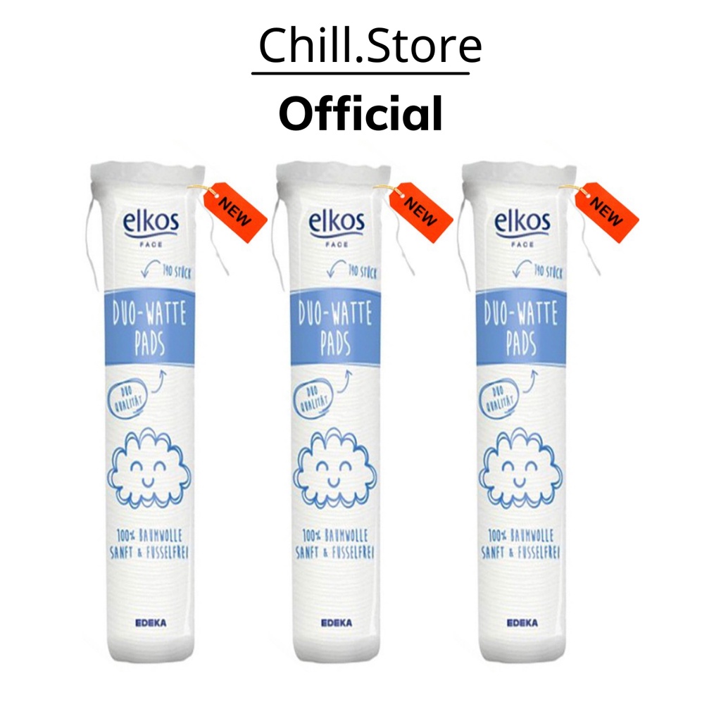 Bông Tẩy Trang Elkos Duo Waste 140 Miếng Đức Mềm Mịn Chính Hãng