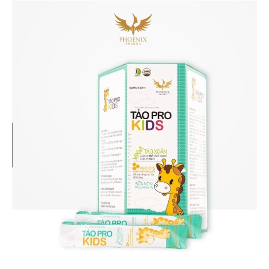 Siro ăn ngon cho bé Phoenix Pharma, Tảo Pro Kids tăng sức đề kháng bé tiêu hóa tốt, chống táo bón hộp 30 gói x 300ml