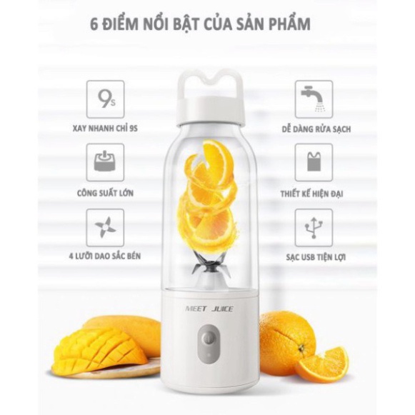 Máy Xay Sinh Tố Cầm Tay Đa Năng Hàng Nhập Khẩu - Máy Xay Thực Phẩm Meet Juice Cối Thủy Tinh Cao Cấp