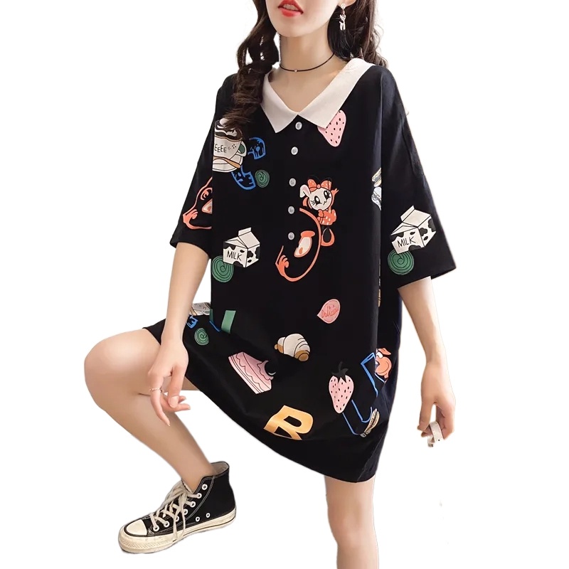 NRVP Áo Thun Tay Ngắn Dáng Rộng Cỡ Lớn Thời Trang Hàn Quốc Xinh Xắn Cho Nữ