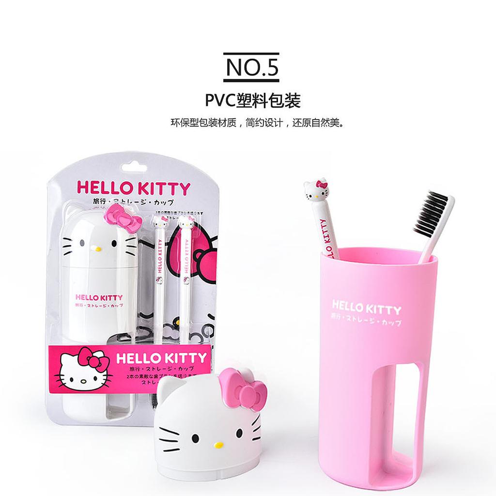 Hộp đựng bàn chải du lịch và ly vệ sinh mang đi Hello Kitty PINK218 Pink Xinh Decor màu hồng xinh xắn đồ dùng cho bé