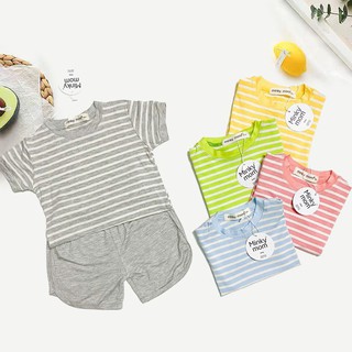 Bộ cộc tay sọc thun lạnh minky mom cho bé shin kids
