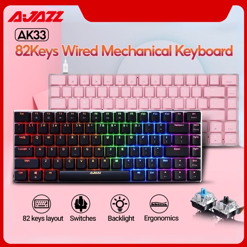 Bàn phím cơ chơi game có dây 82 phím Ajazz AK33