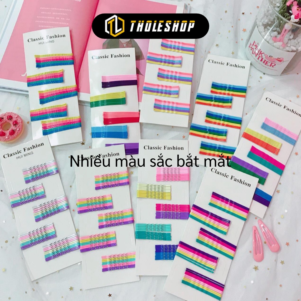 Kẹp Tăm - Set Kẹp Tóc Gợn Sóng Màu Cầu Vồng Đơn Giản, Thời Trang Cho Bạn Nữ 6544